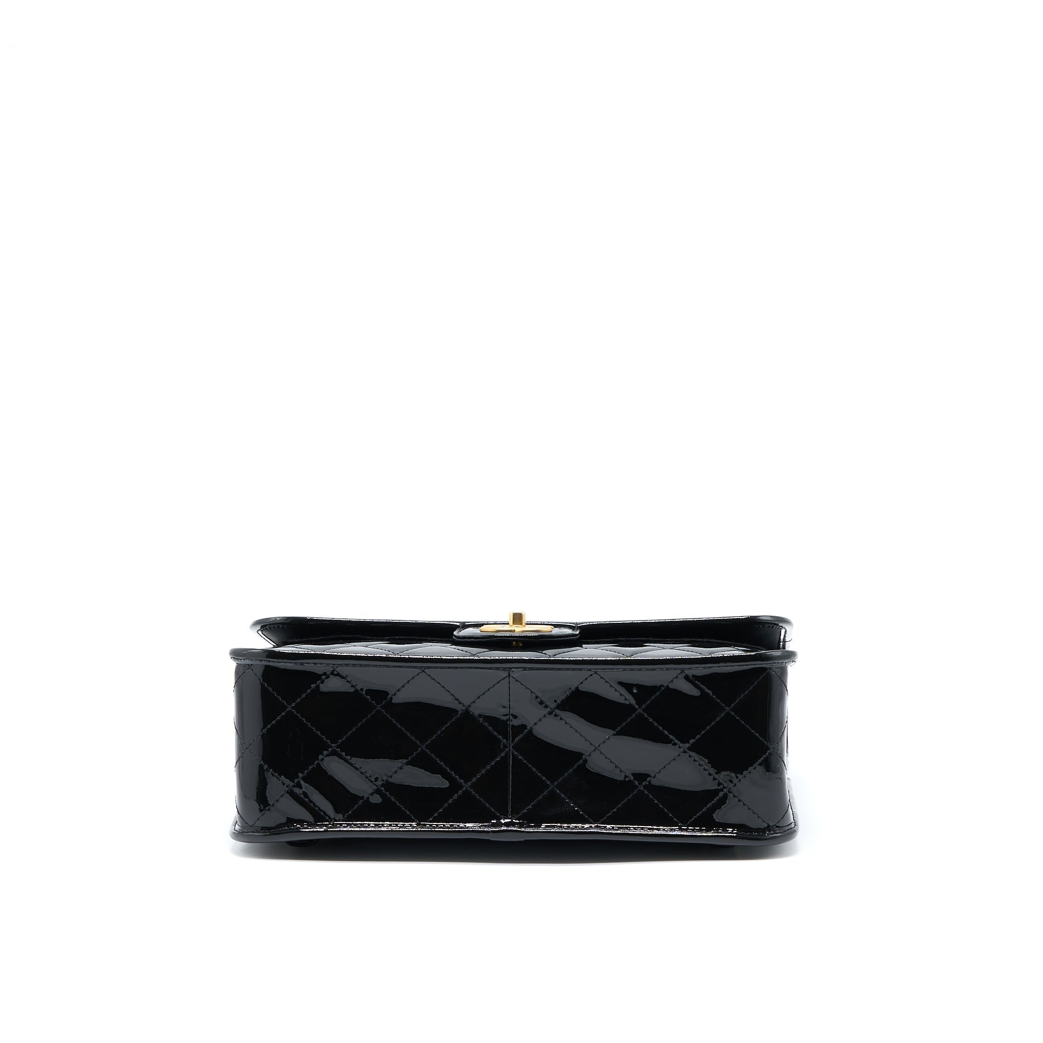 CHANEL 22K LARGE BACKPACK PATENT BLACK BRUSHED GHW (MICROCHIP)