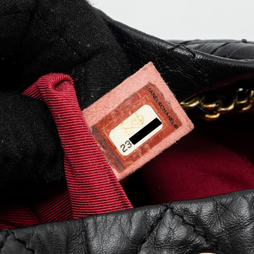 CHANEL SMALL GABRIELLE BACKPACK AGED CALFSKIN BLACK MULTICOLOR HARDWARE