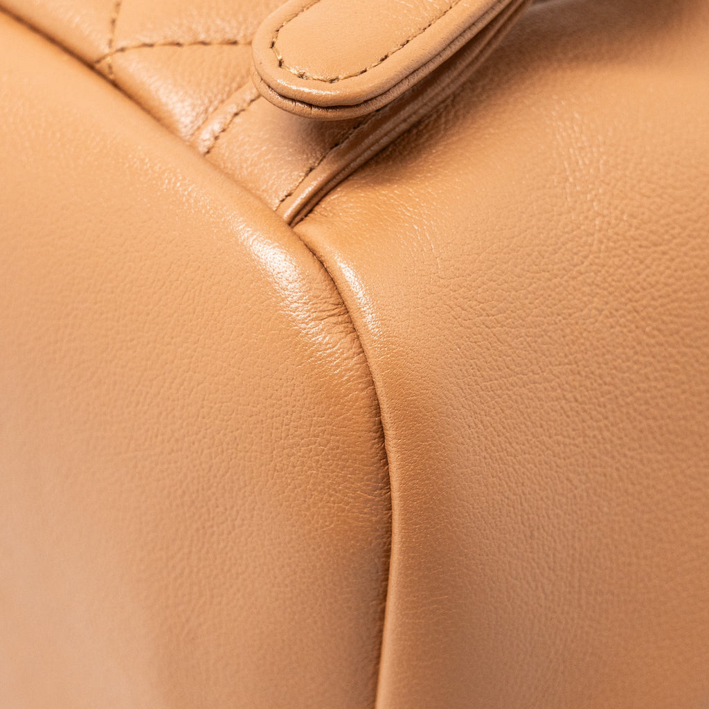CHANEL 24P MINI DUMA BACKPACK CALFSKIN CARAMEL LGHW (MICROCHIP)
