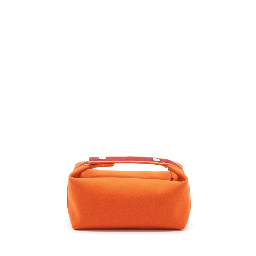 HERMES TROUSSE DE TOILETTE BRIDE A BRAC CANVAS TRAVEL POUCH ORANGE FEU