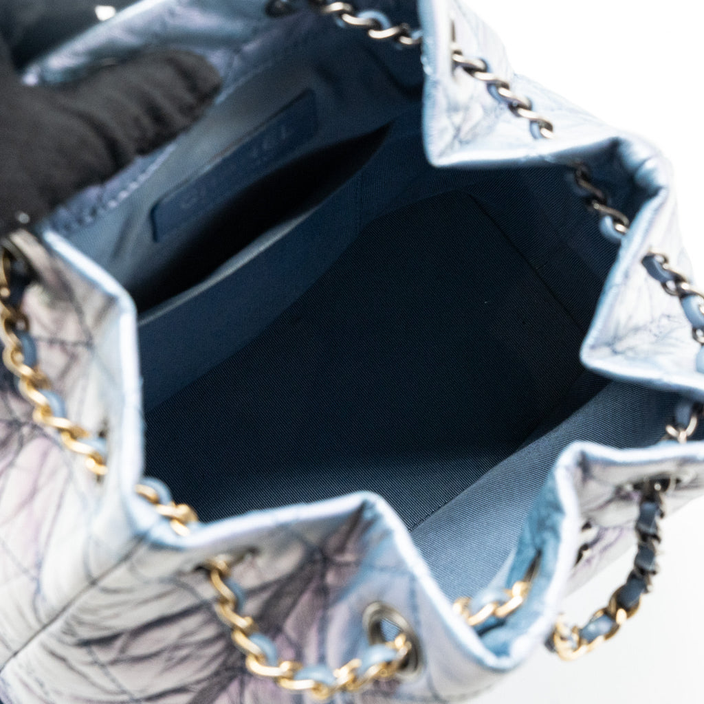 CHANEL SMALL GABRIELLE BACKPACK CALFSKIN IRIDESCENT PURPLE MULTICOLOUR HARDWARE