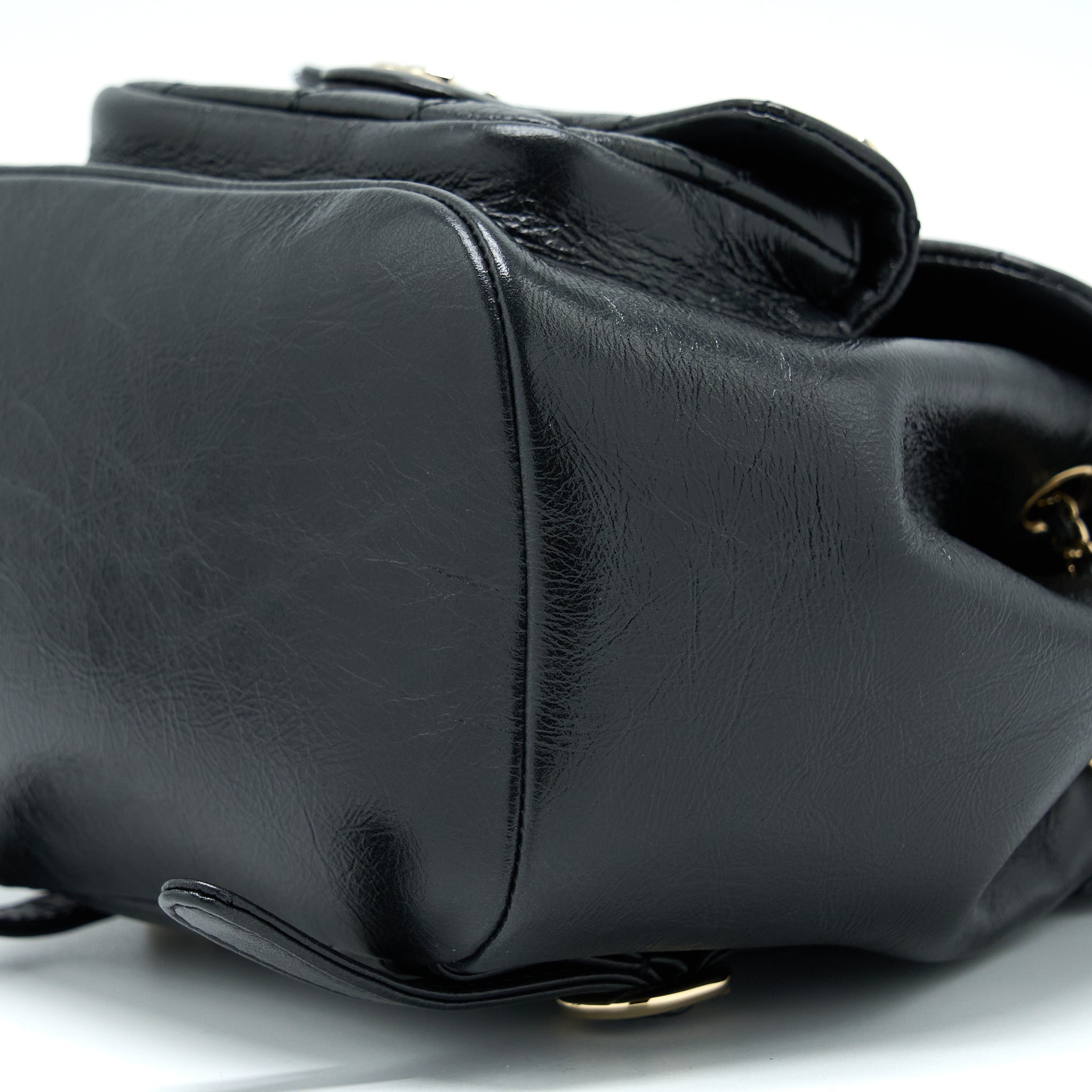 CHANEL 22C MINI DUMA BACKPACK AGED CALFSKIN BLACK LGHW (MICROCHIP)