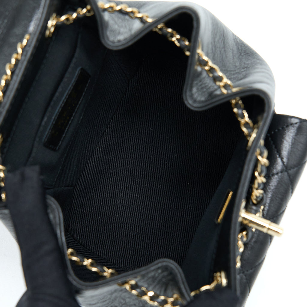 CHANEL 22C MINI DUMA BACKPACK AGED CALFSKIN BLACK LGHW (MICROCHIP)