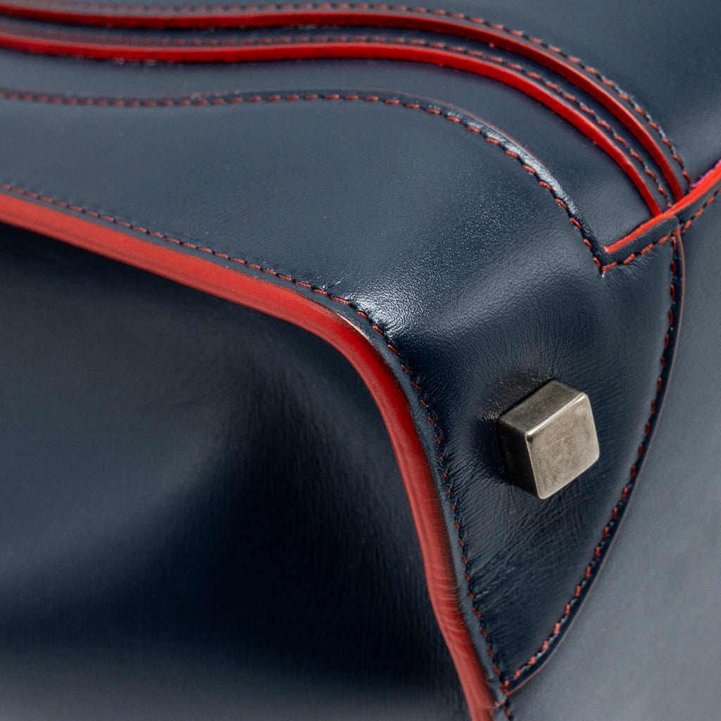 CELINE LUGGAGE TOTE BAG CALFSKIN BLUE/RED SHW