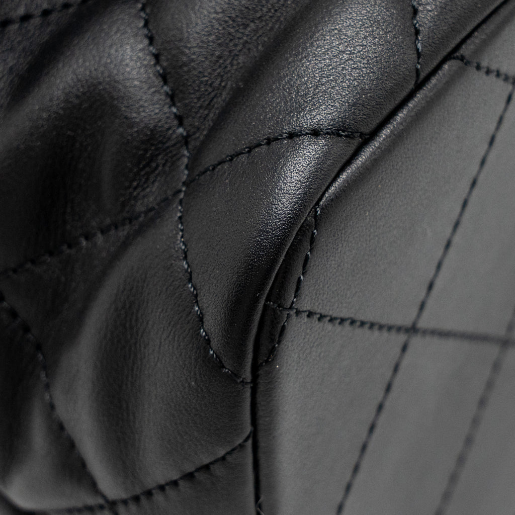CHANEL DRAWSTRING TWO POCKETS BACKPACK CALFSKIN BLACK LGHW (MICROCHIP)