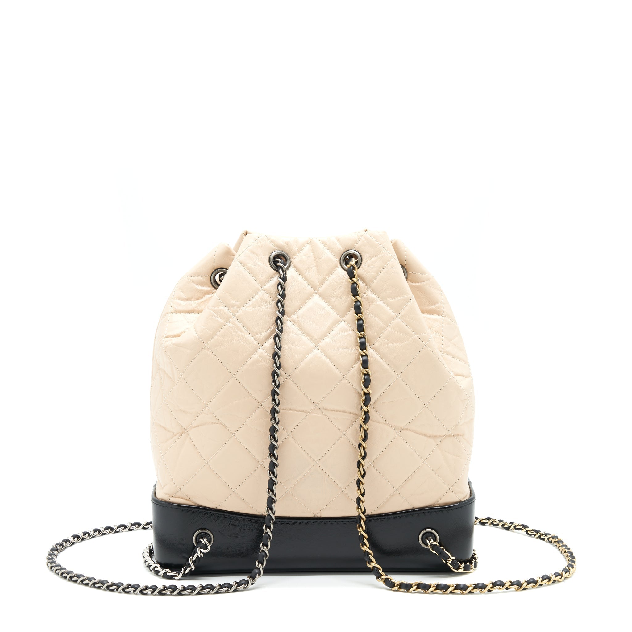 CHANEL GABRIELLE BACKPACK BEIGE/ BLACK DOUBLE COLOUR HARDWARE