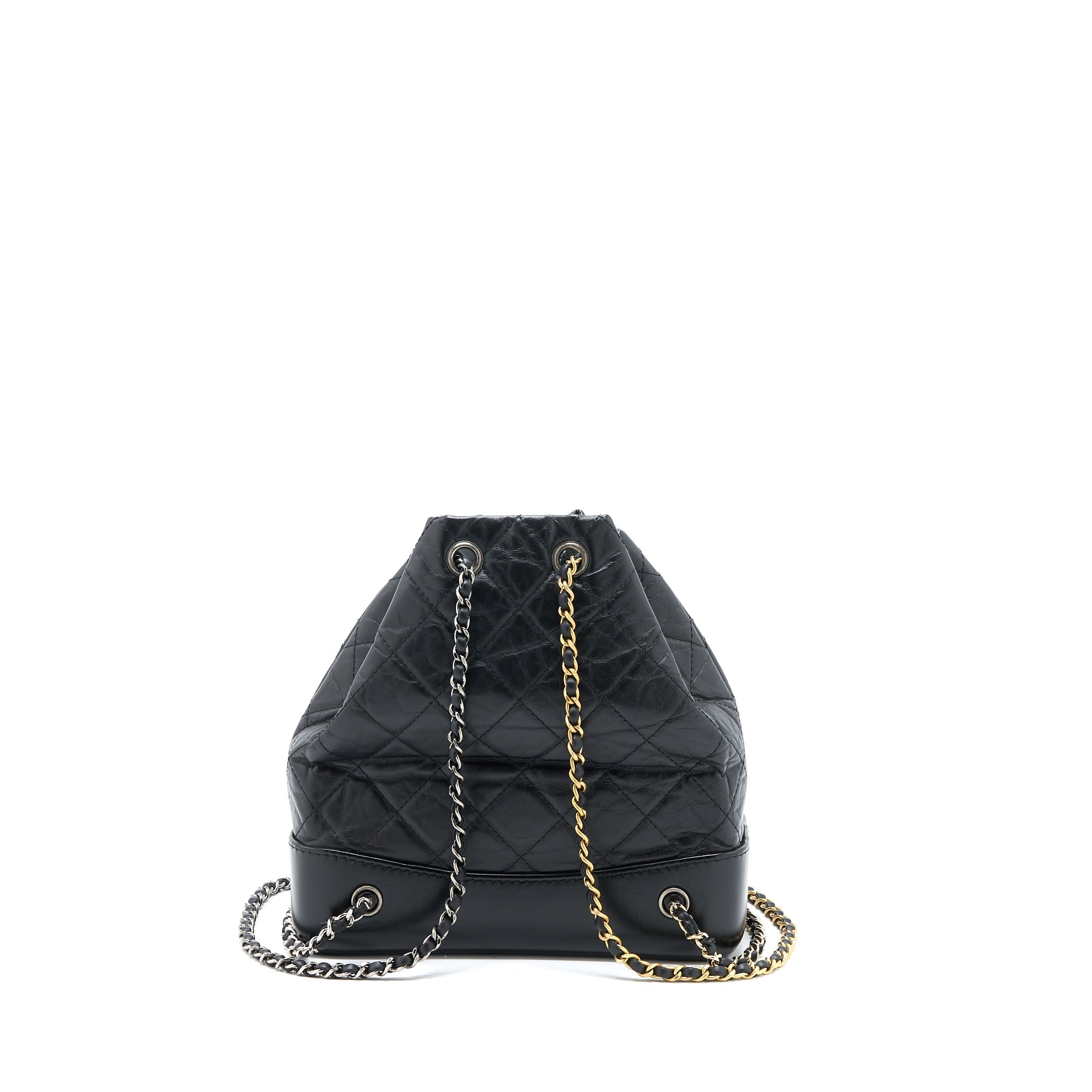 CHANEL SMALL GABRIELLE BACKPACK AGED CALFSKIN BLACK MULTICOLOUR HARDWARE