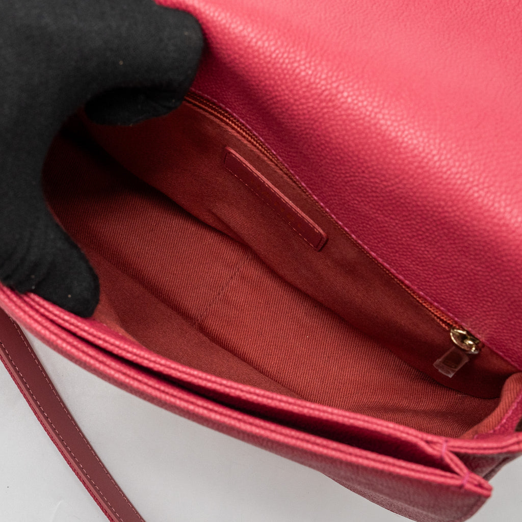 CHANEL GIANT CC LOGO MESSENGER BAG GRAINED CALFSKIN PINK LGHW