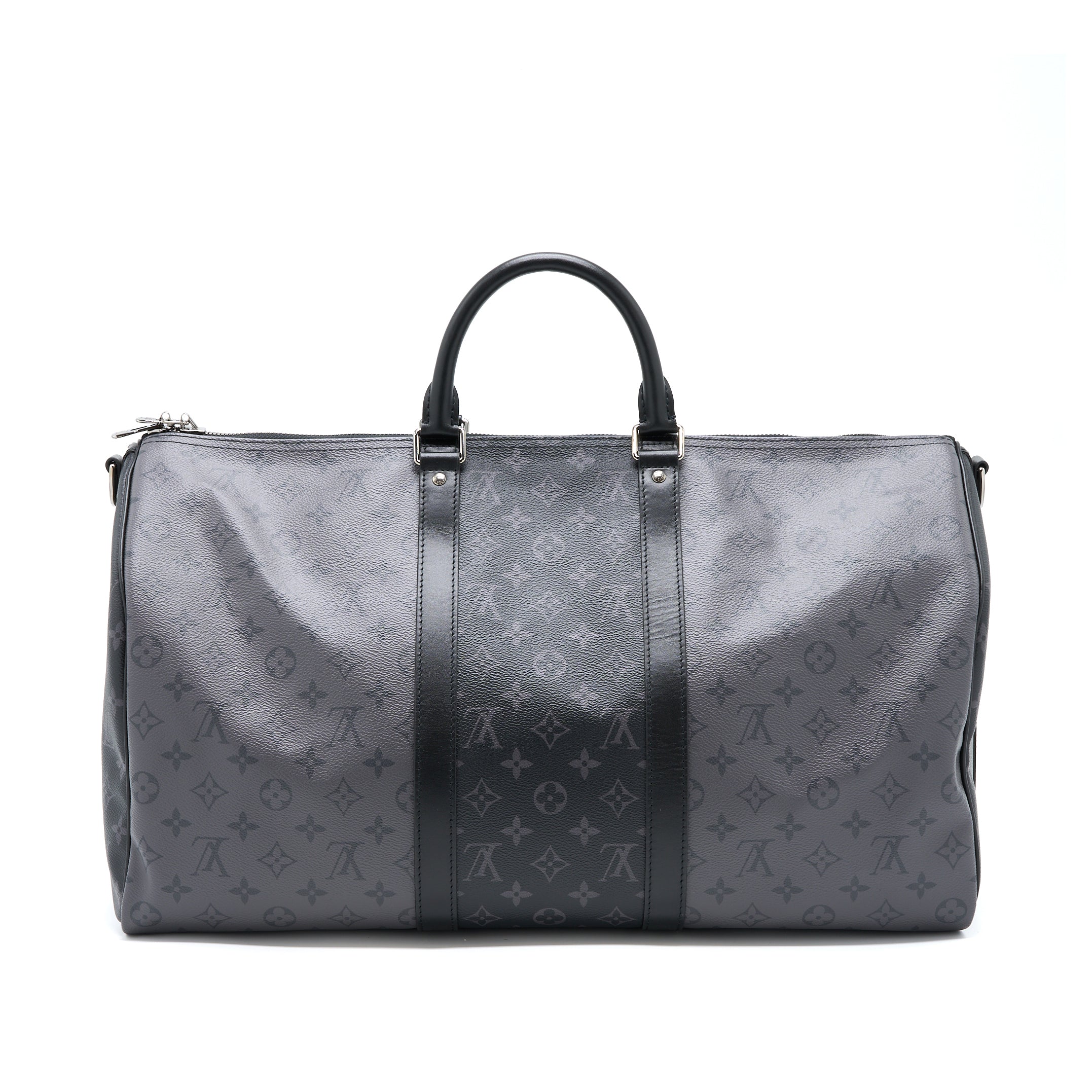 LOUIS VUITTON KEEPALL BANDOULIERE 50 MONOGRAM ECLIPSE CANVAS BLACK/GREY BLACK HARDWARE (NEW VERSION)