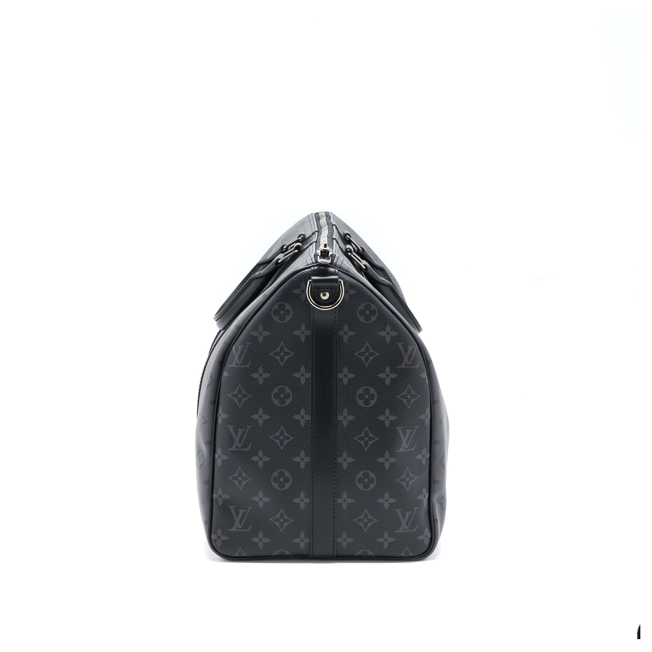 LOUIS VUITTON KEEPALL BANDOULIERE 50 MONOGRAM ECLIPSE CANVAS BLACK/GREY BLACK HARDWARE (NEW VERSION)