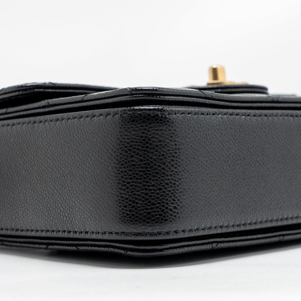 CHANEL 24K TOP HANDLE MESSENGER BAG WITH REMOVABLE CHAIN CAVIAR BLACK GHW(MICROCHIP)