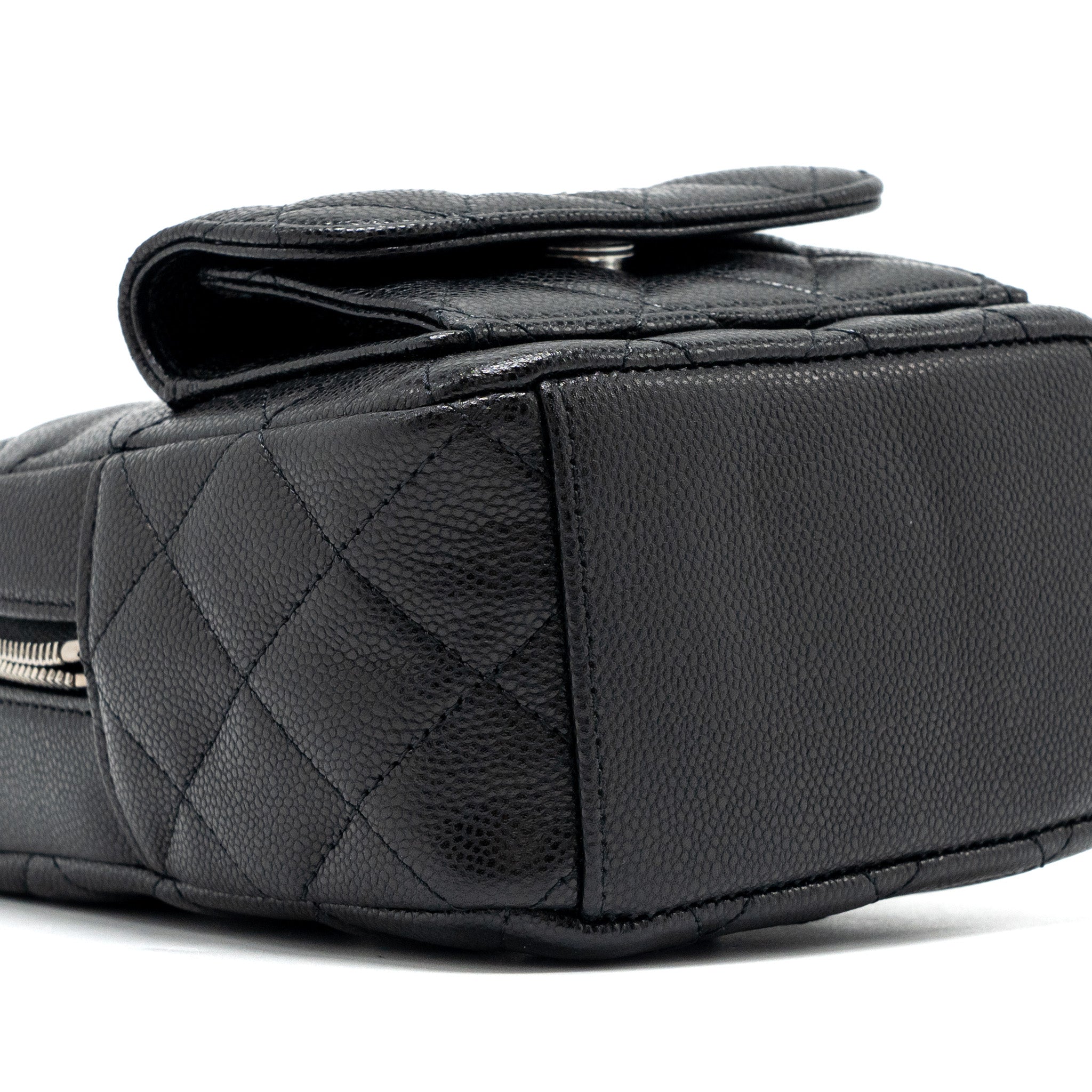 CHANEL 24C MINI BACKPACK/CROSSBODY BAG CAVIAR BLACK SHW(MICROCHIP)