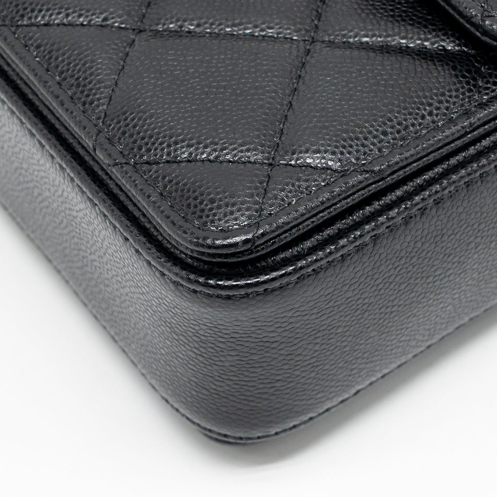 CHANEL 24K TOP HANDLE MESSENGER BAG WITH REMOVABLE CHAIN CAVIAR BLACK GHW(MICROCHIP)