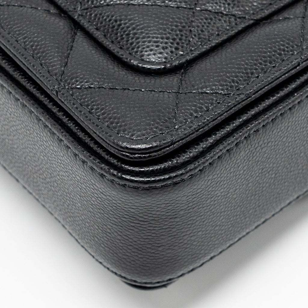 CHANEL 24K TOP HANDLE MESSENGER BAG WITH REMOVABLE CHAIN CAVIAR BLACK GHW(MICROCHIP)