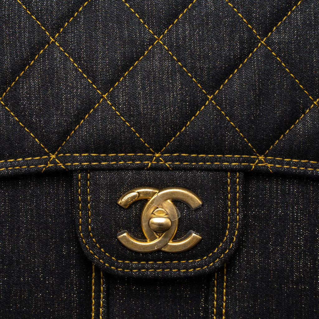 CHANEL 23S FLAP BACKPACK DENIM DARK BLUE BRUSHED GHW (MICROCHIP)