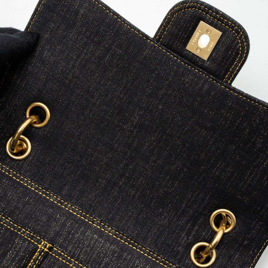 CHANEL 23S FLAP BACKPACK DENIM DARK BLUE BRUSHED GHW (MICROCHIP)