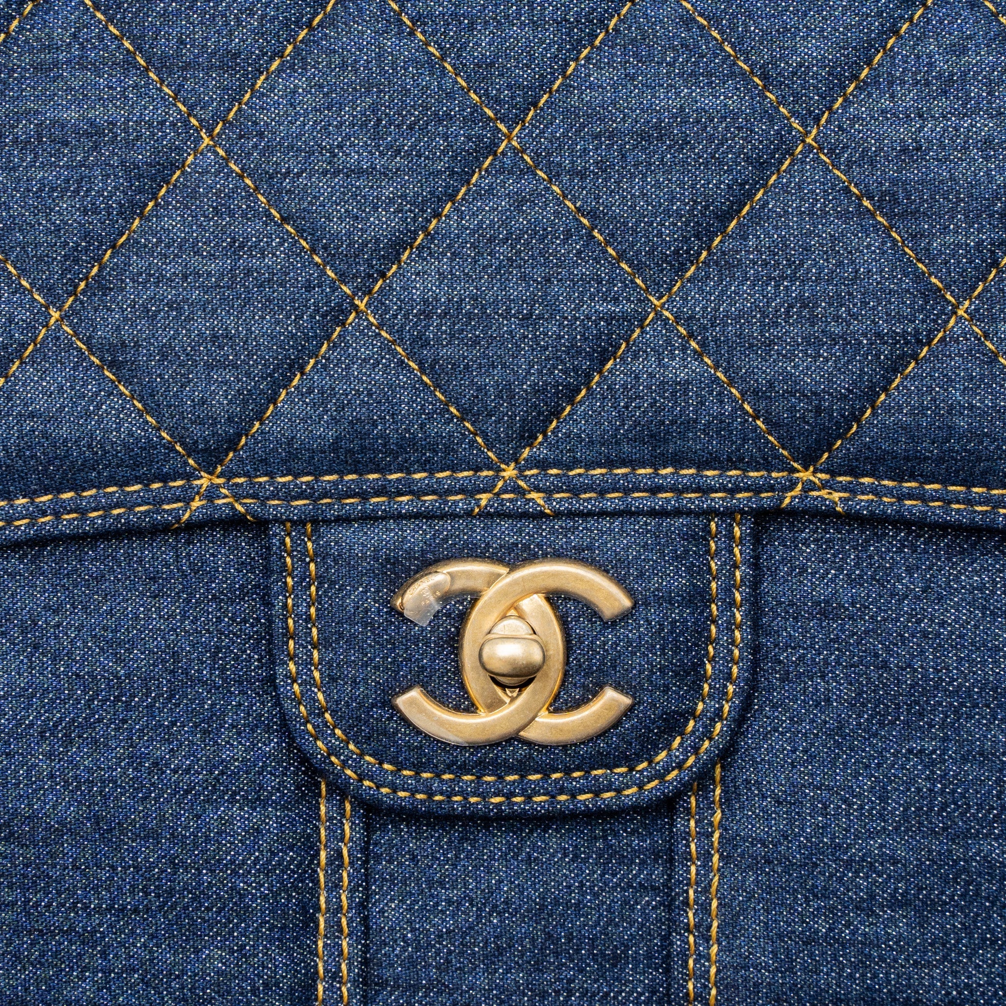 CHANEL 23S FLAP BACKPACK DENIM BLUE BRUSHED GHW (MICROCHIP)