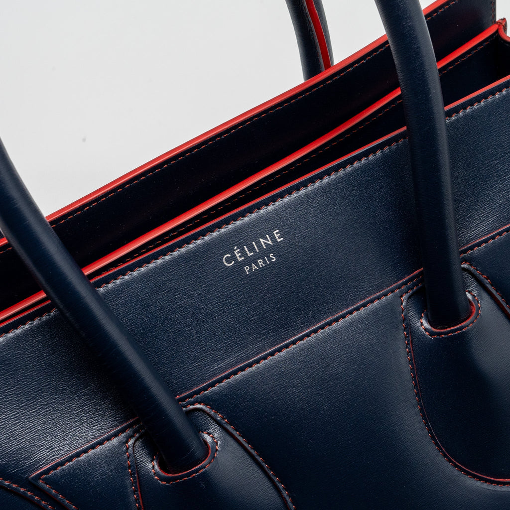 CELINE LUGGAGE TOTE BAG CALFSKIN BLUE/RED SHW
