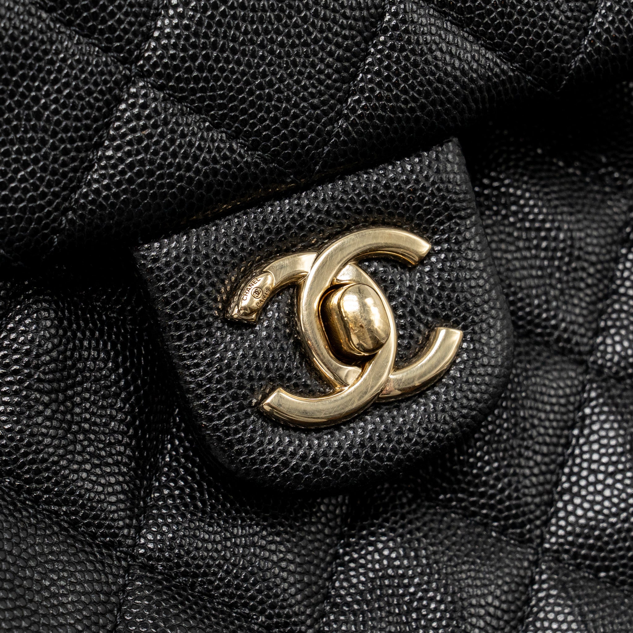 CHANEL QUILTED MINI BACKPACK CAVIAR BLACK LGHW (MICROCHIP)