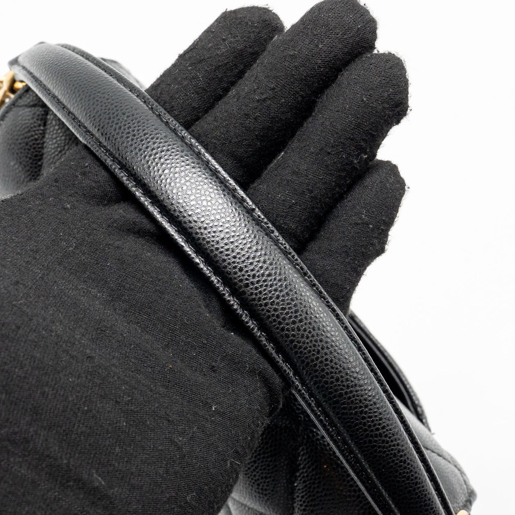 CHANEL 24K TOP HANDLE MESSENGER BAG WITH REMOVABLE CHAIN CAVIAR BLACK GHW(MICROCHIP)