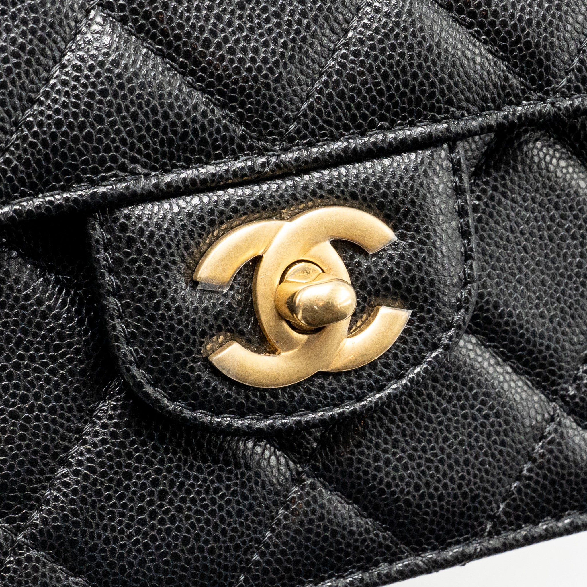 CHANEL 24K TOP HANDLE MESSENGER BAG WITH REMOVABLE CHAIN CAVIAR BLACK GHW(MICROCHIP)
