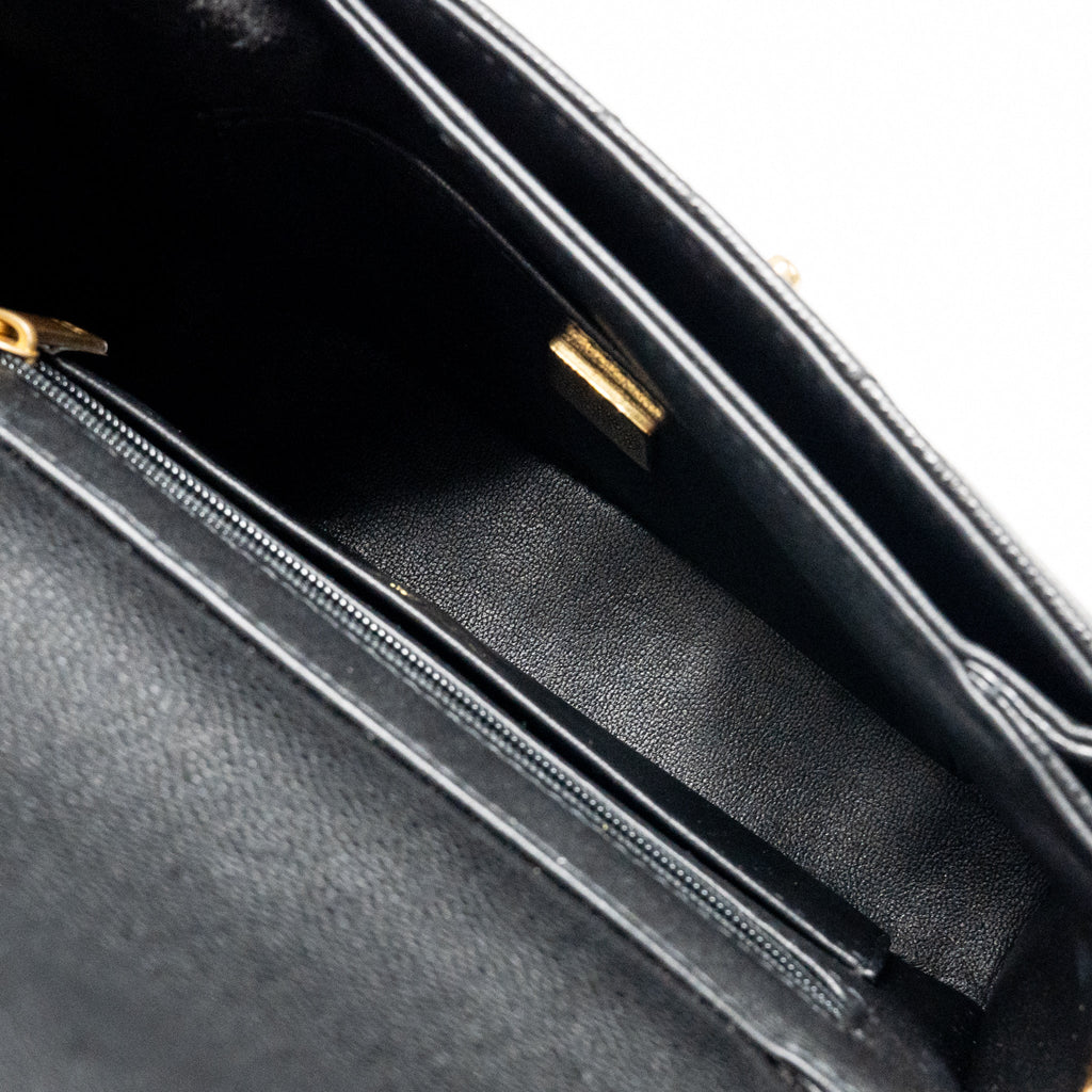 CHANEL 24K TOP HANDLE MESSENGER BAG WITH REMOVABLE CHAIN CAVIAR BLACK GHW(MICROCHIP)