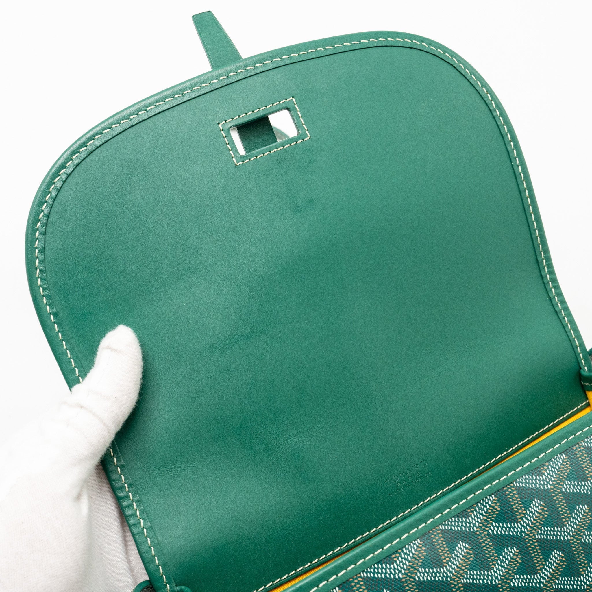 GOYARD BELVEDERE PM MESSENGER BAG GOYARDLINE CANVAS GREEN SHW