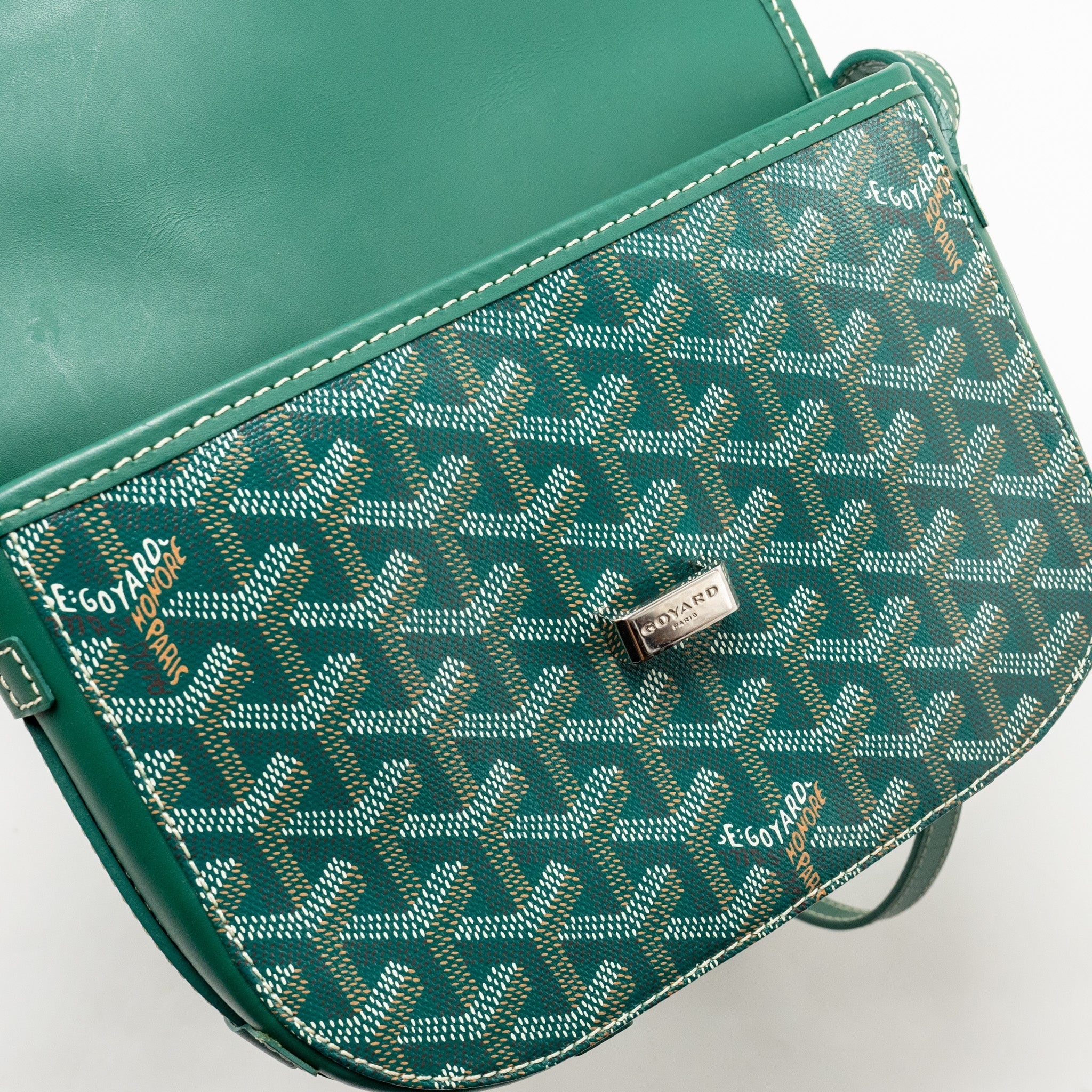GOYARD BELVEDERE PM MESSENGER BAG GOYARDLINE CANVAS GREEN SHW