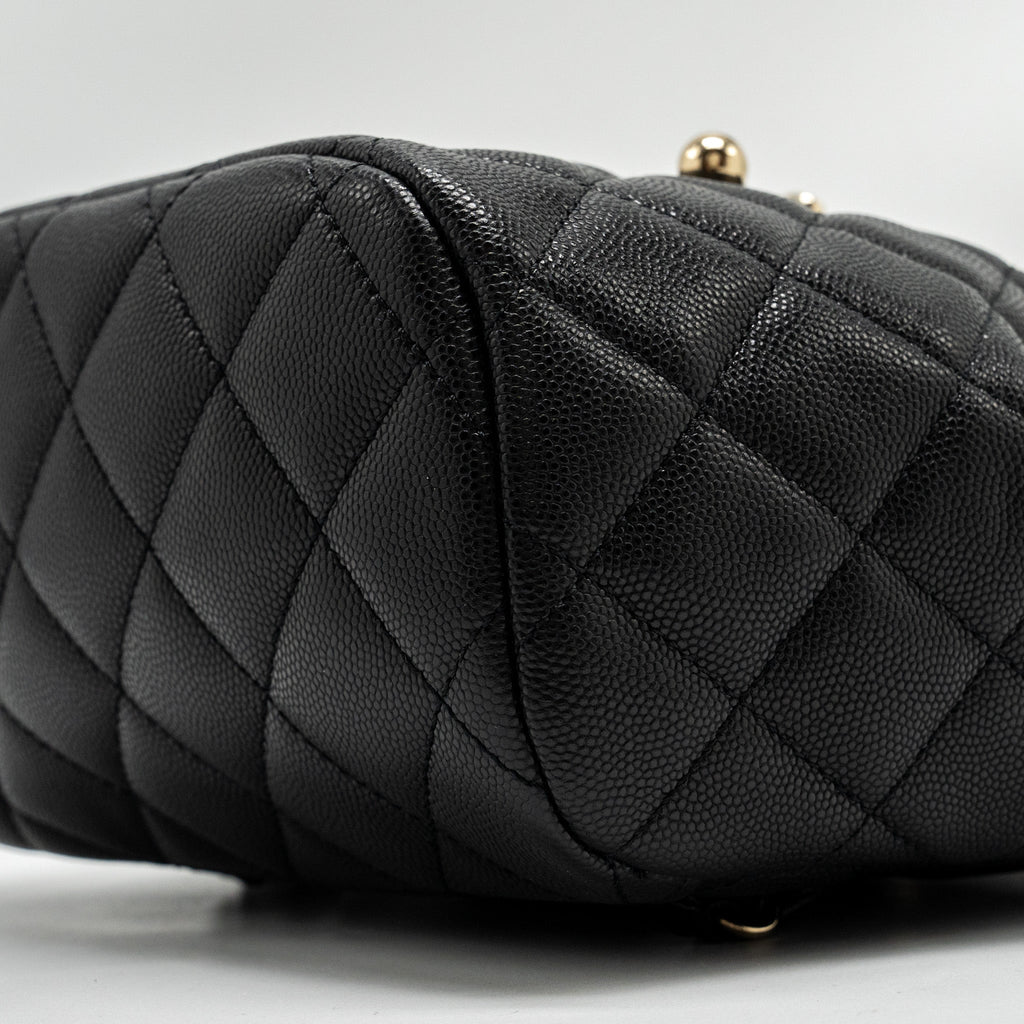 CHANEL 23S QUILTED MINI BACKPACK CAVIAR BLACK LGHW (MICROCHIP)