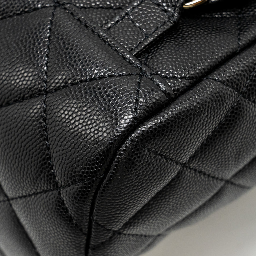 CHANEL 23S QUILTED MINI BACKPACK CAVIAR BLACK LGHW (MICROCHIP)