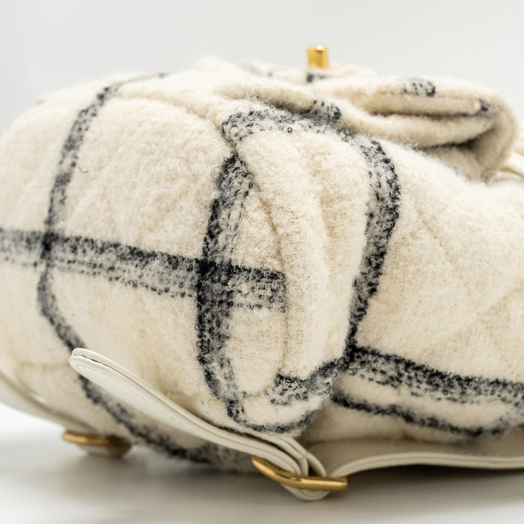 CHANEL DUMA BACKPACK FABRIC WHITE/MULTICOLOUR GHW (MICROCHIP)