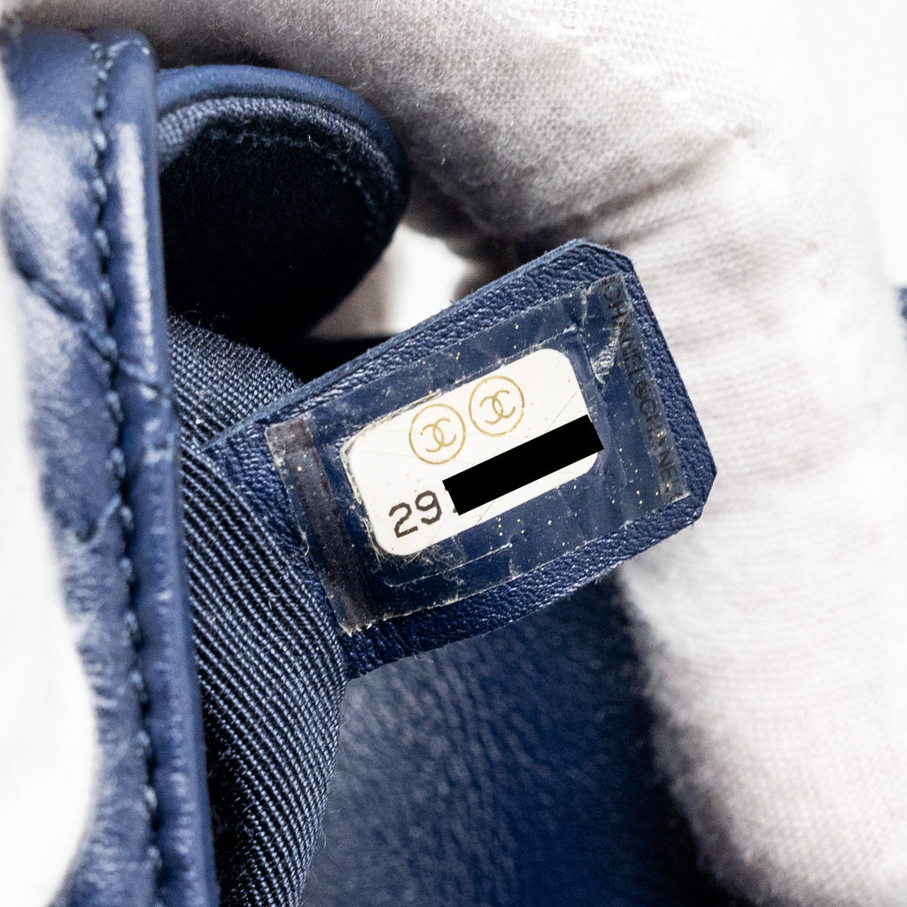 CHANEL 20C MINI TRUNK FLAP BAG CALFSKIN NAVY BLUE RUTHENIUM HARDWARE