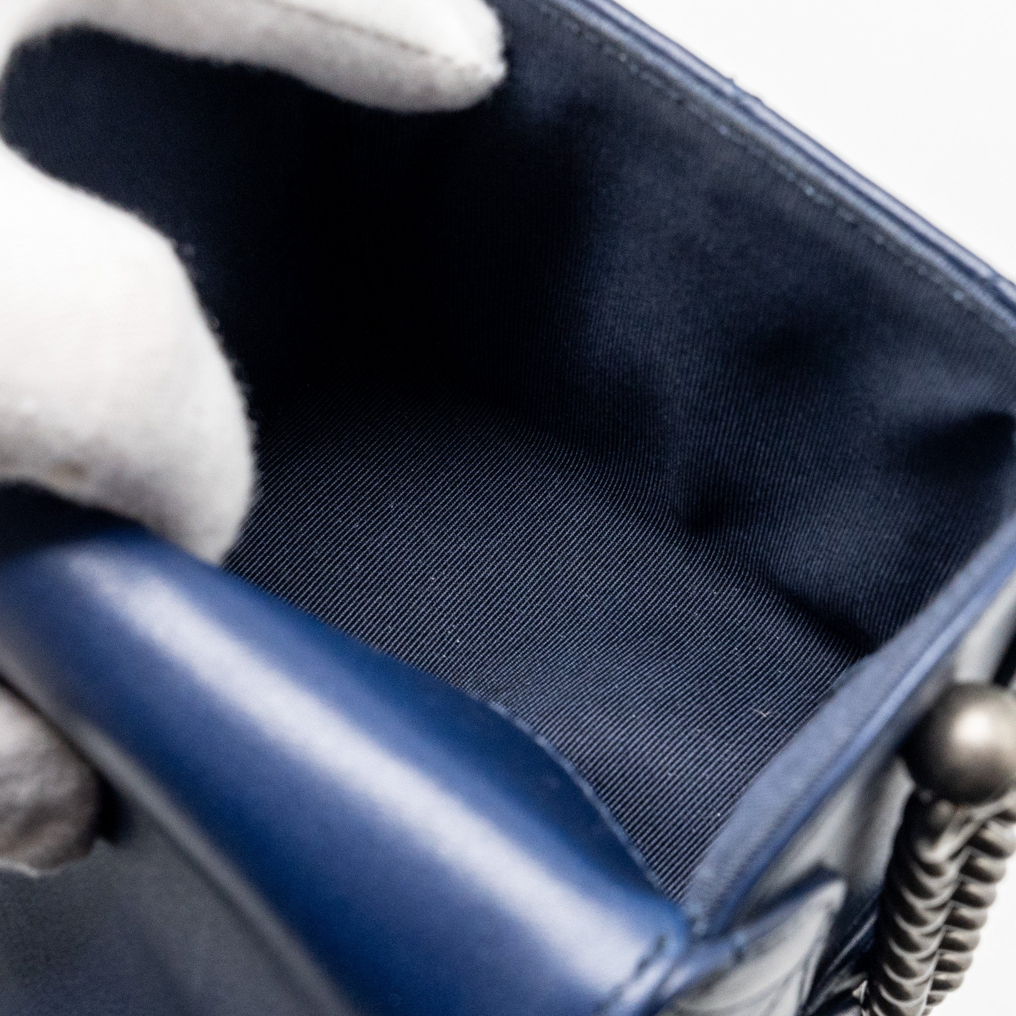 CHANEL 20C MINI TRUNK FLAP BAG CALFSKIN NAVY BLUE RUTHENIUM HARDWARE