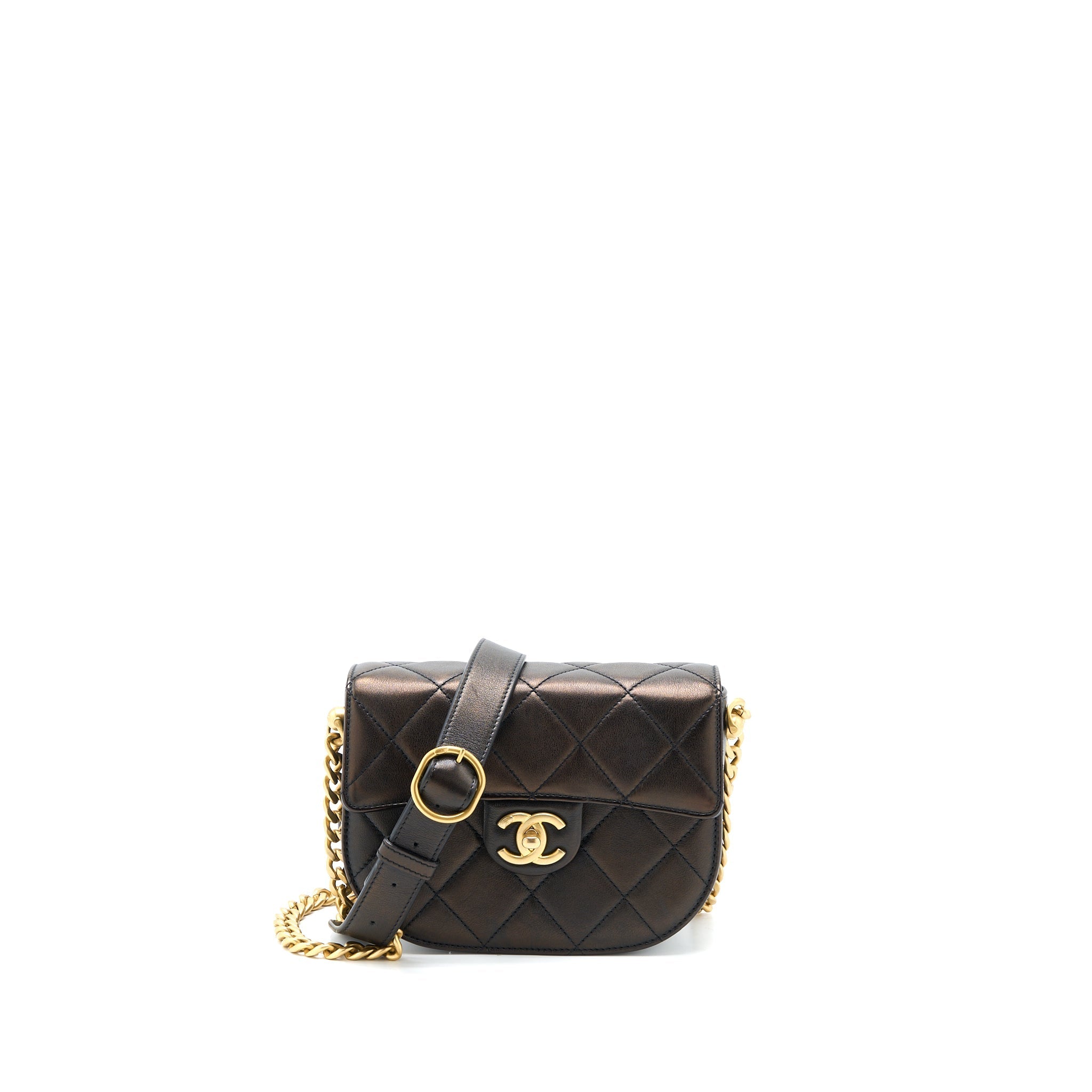 CHANEL 21S MOON MESSENGER BAG CALFSKIN BLACK GHW