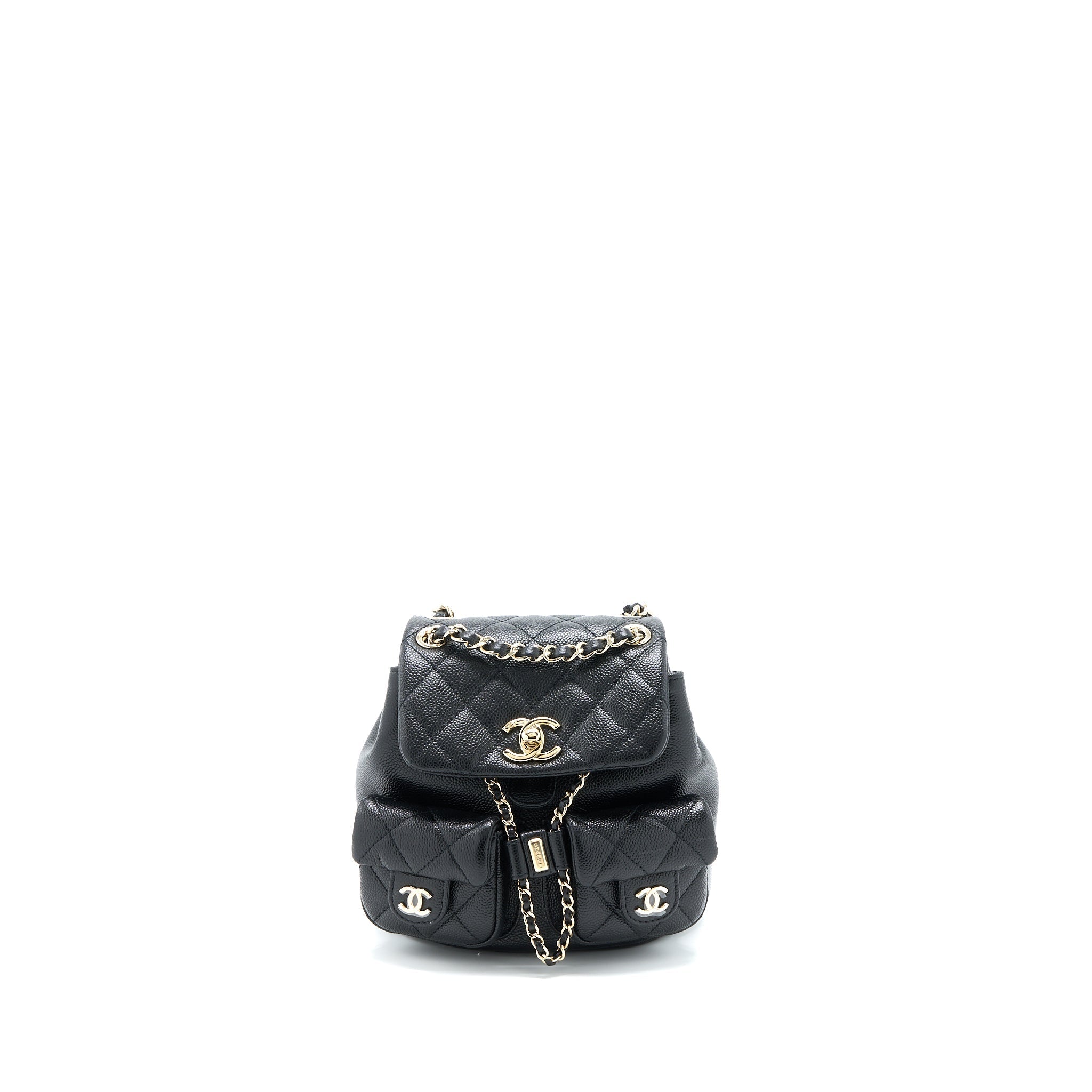 CHANEL 23P MINI TRIPLE PACK BACKPACK CAVIAR BLACK LGHW (MICROCHIP)