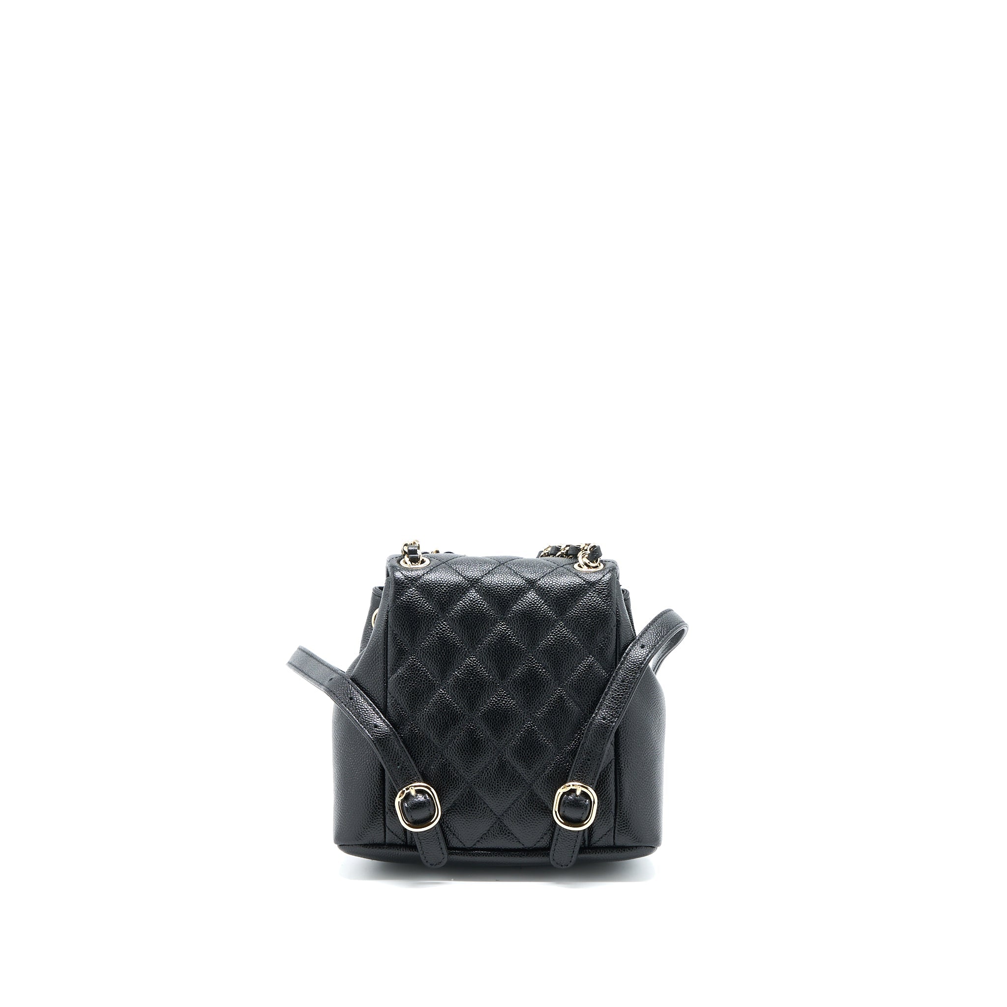 CHANEL 23P MINI TRIPLE PACK BACKPACK CAVIAR BLACK LGHW (MICROCHIP)