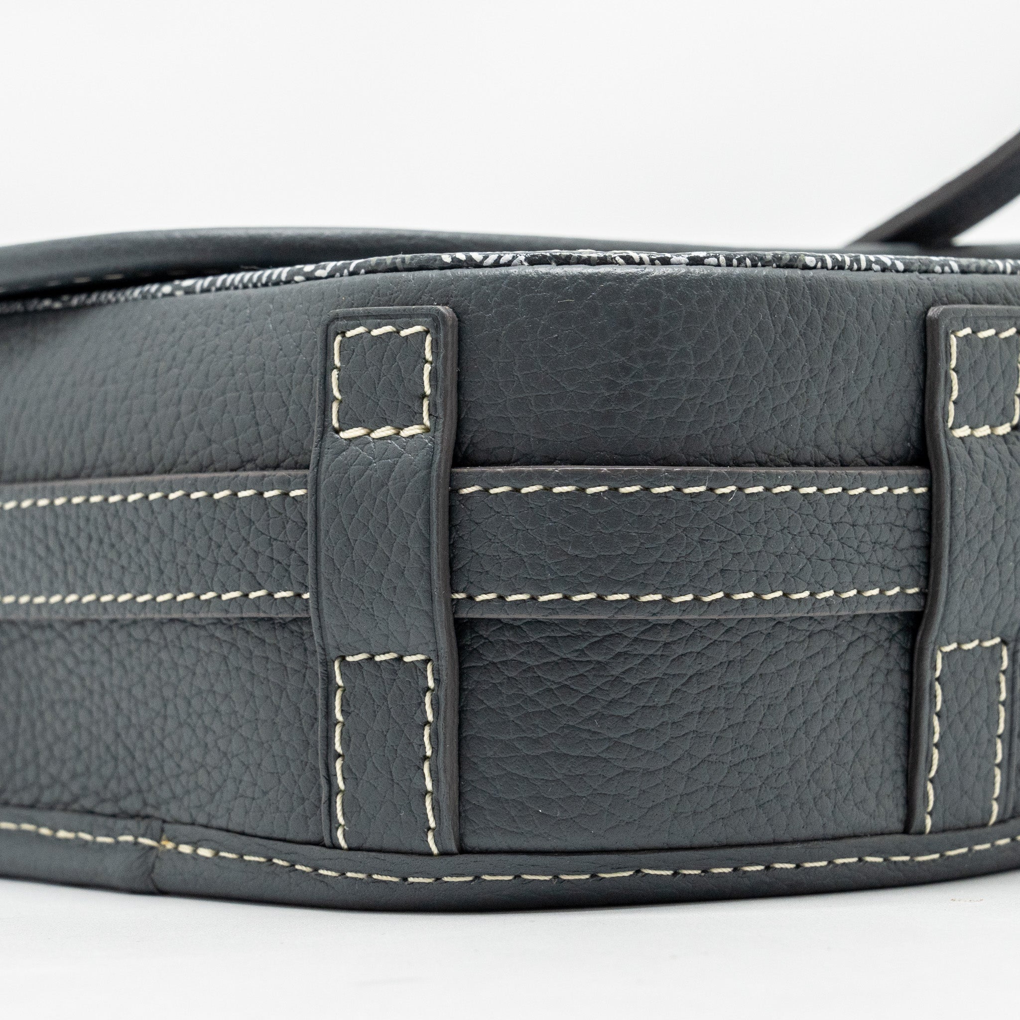 GOYARD BELVEDERE PM MESSENGER BAG GOYARDINE CANVAS CALFSKIN GREY SHW