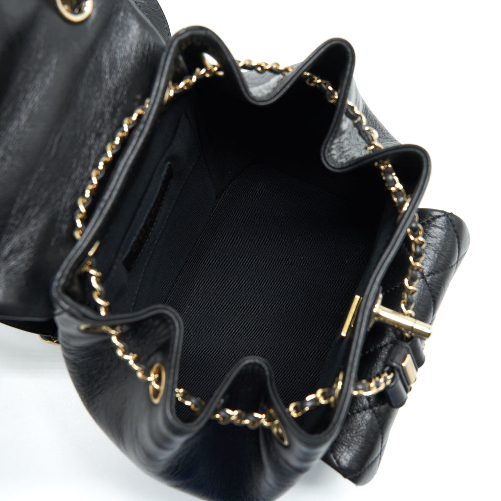 CHANEL 22C MINI DUMA BACKPACK CALFSKIN BLACK LGHW (MICROCHIP)
