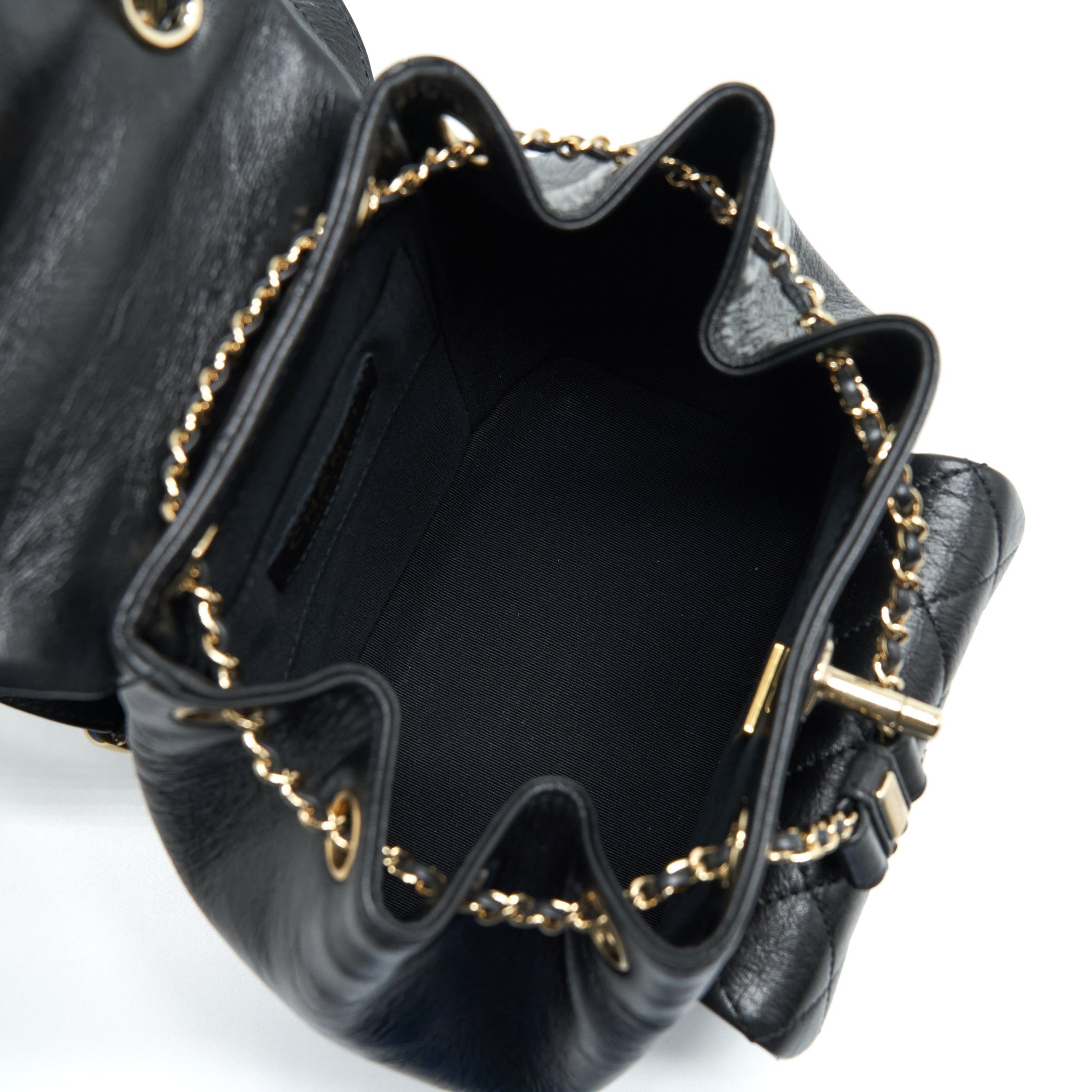 CHANEL 22C MINI DUMA BACKPACK CALFSKIN BLACK LGHW (MICROCHIP)