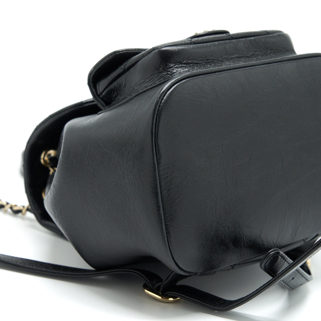 CHANEL 22C MINI DUMA BACKPACK CALFSKIN BLACK LGHW (MICROCHIP)