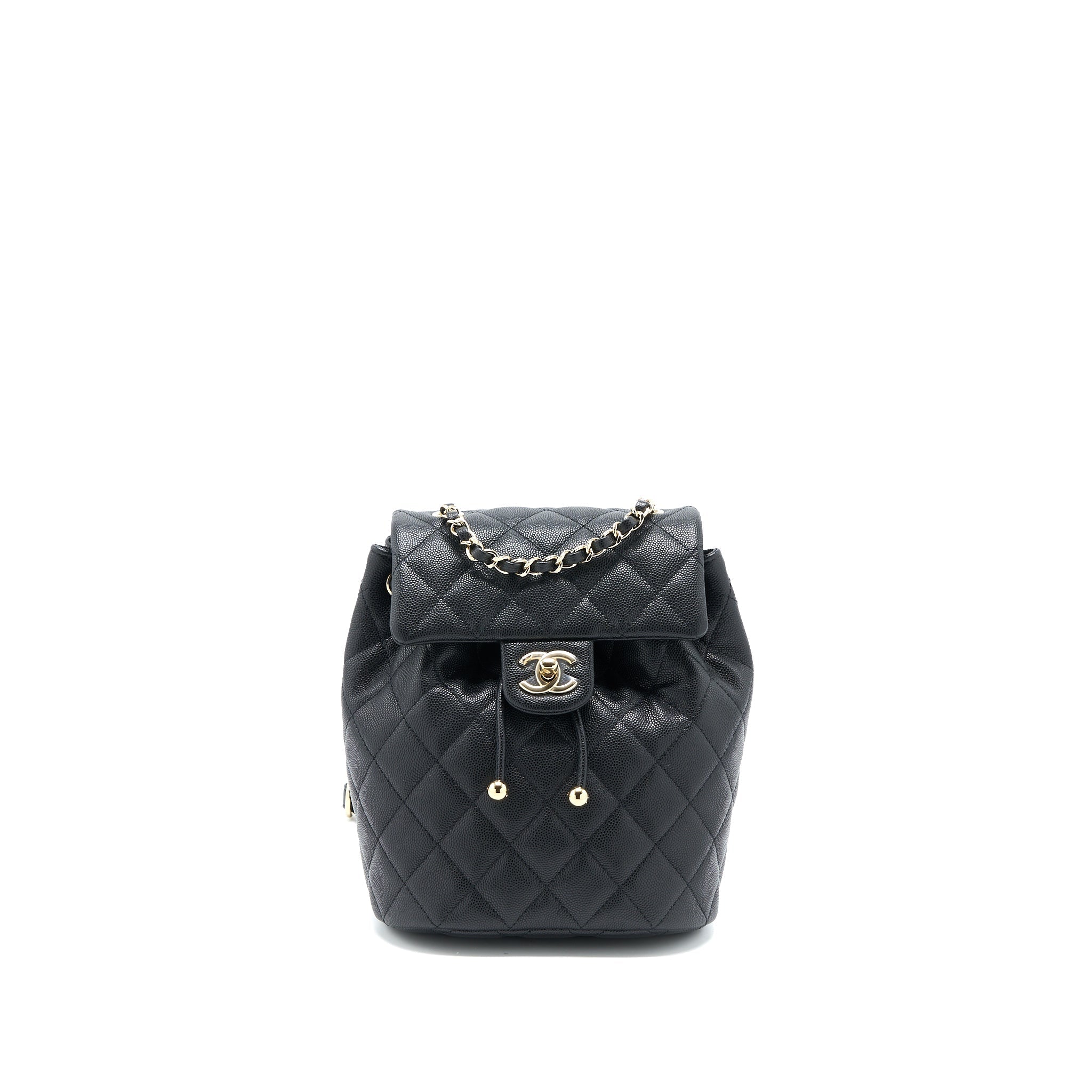 CHANEL 23P MINI FLAP BACKPACK CAVIAR BLACK LGHW (MICROCHIP)