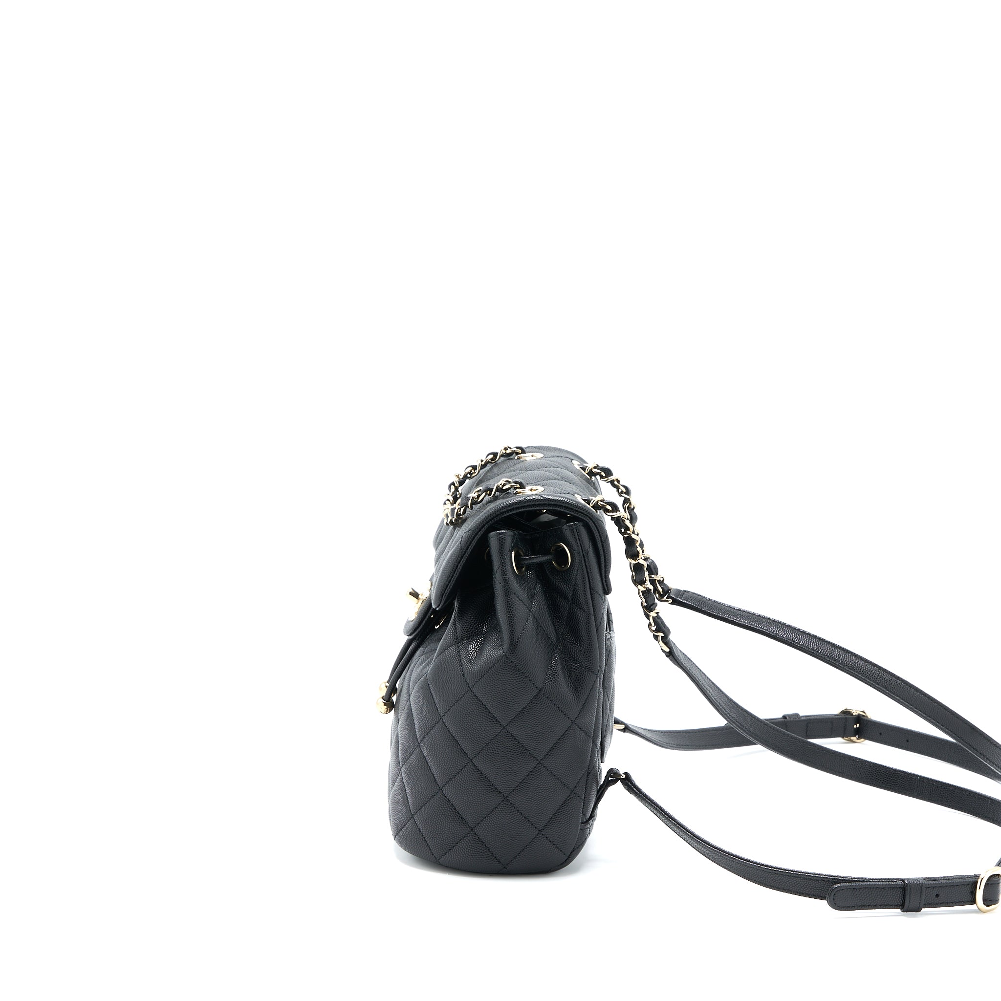 CHANEL 23P MINI FLAP BACKPACK CAVIAR BLACK LGHW (MICROCHIP)