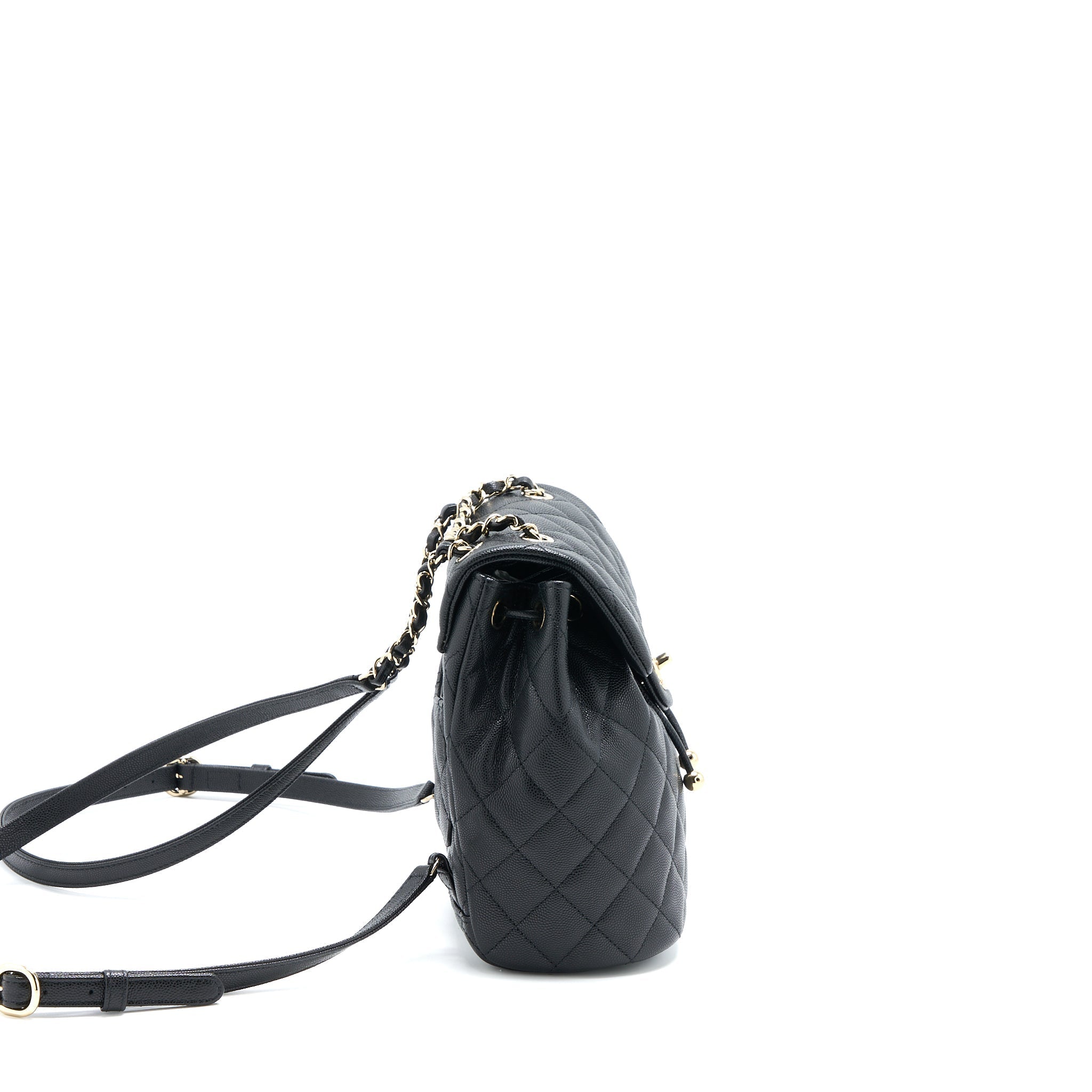 CHANEL 23P MINI FLAP BACKPACK CAVIAR BLACK LGHW (MICROCHIP)