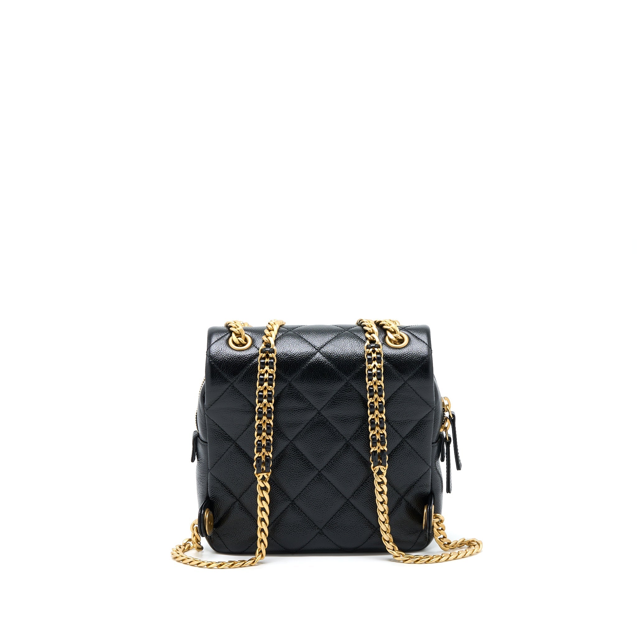 CHANEL 22P FLAP BACKPACK CAVIAR BLACK BRUSHED GHW (MICROCHIP)