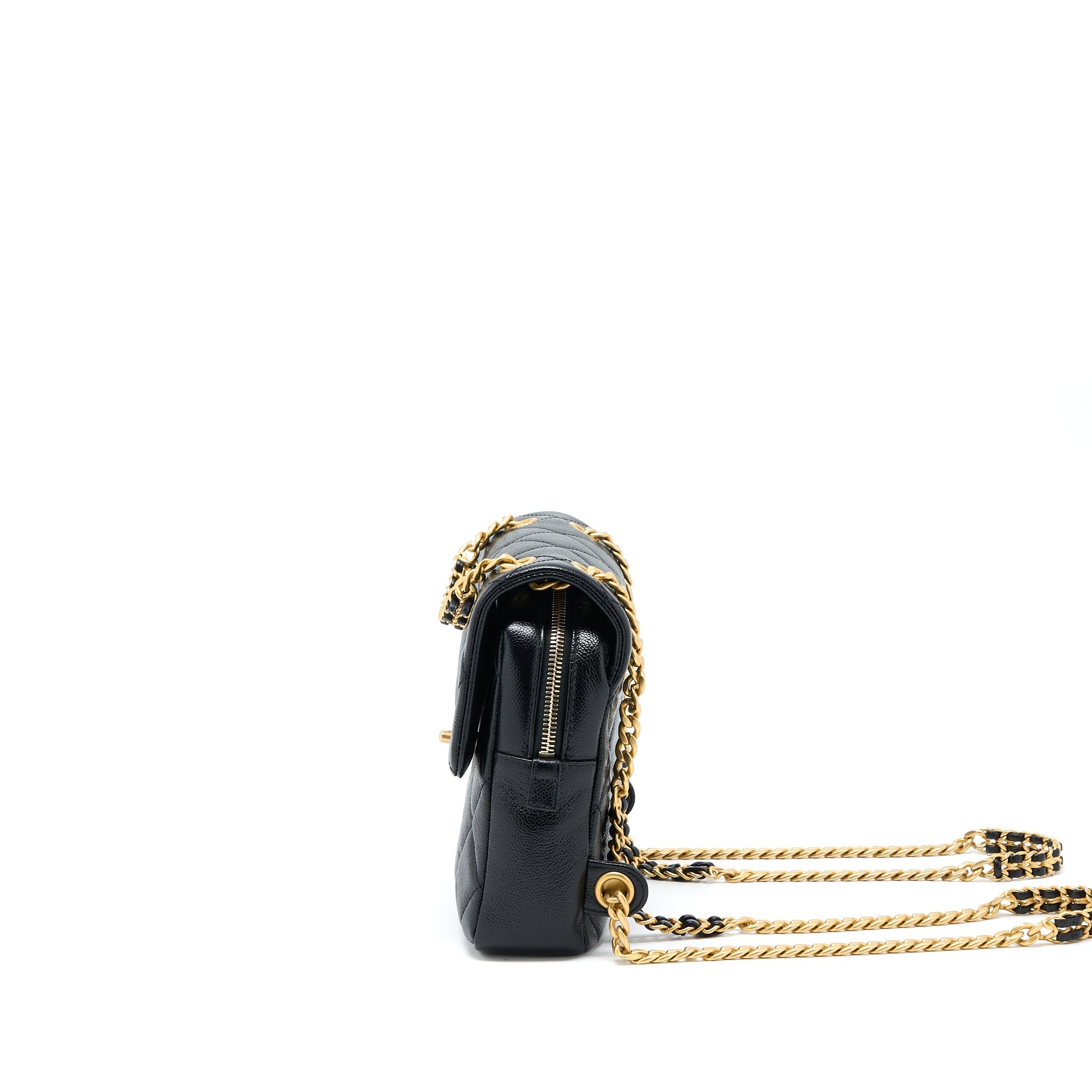 CHANEL 22P FLAP BACKPACK CAVIAR BLACK BRUSHED GHW (MICROCHIP)