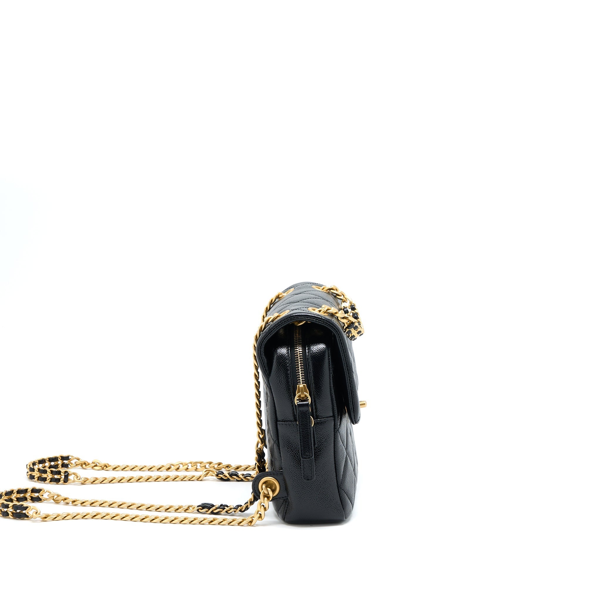 CHANEL 22P FLAP BACKPACK CAVIAR BLACK BRUSHED GHW (MICROCHIP)