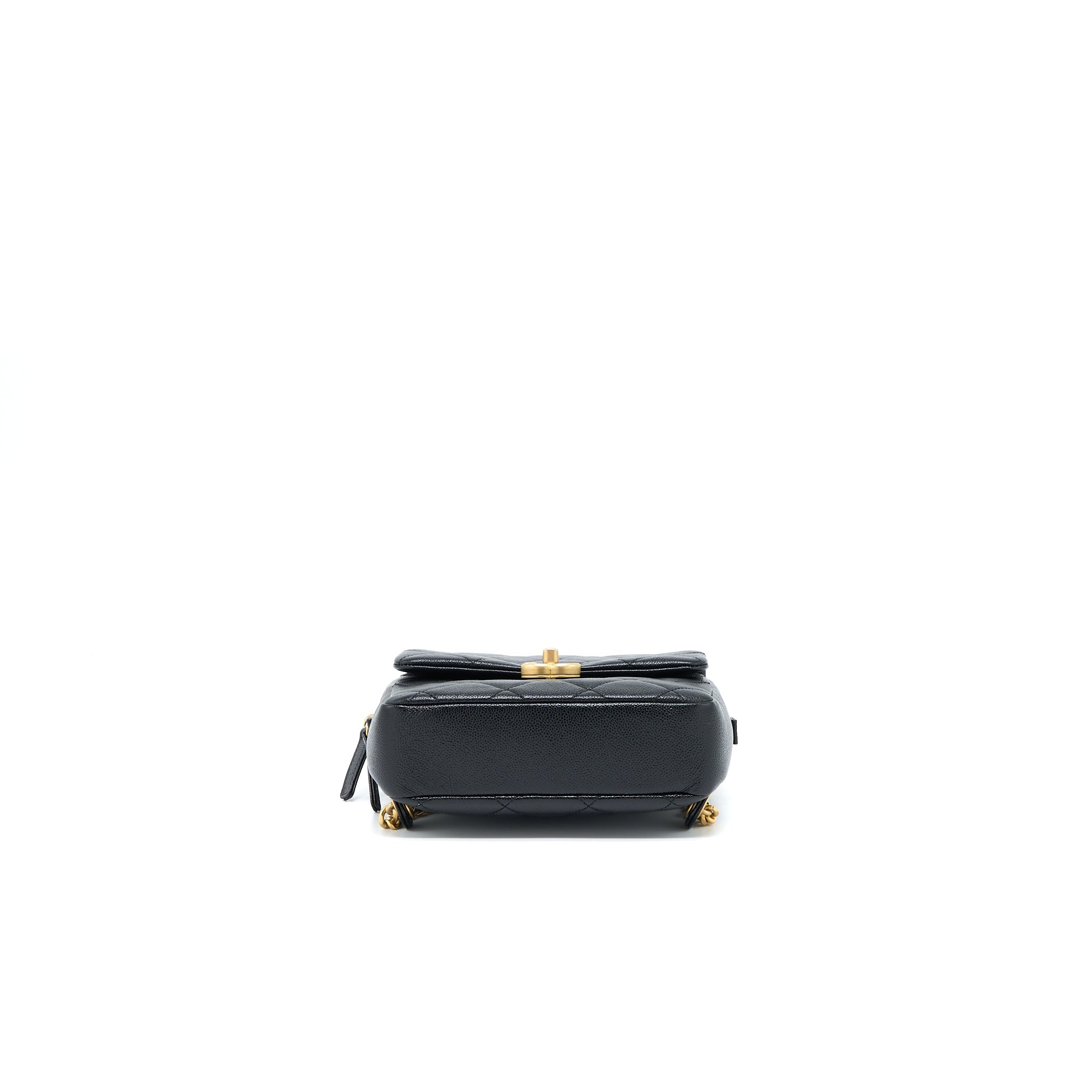 CHANEL 22P FLAP BACKPACK CAVIAR BLACK BRUSHED GHW (MICROCHIP)