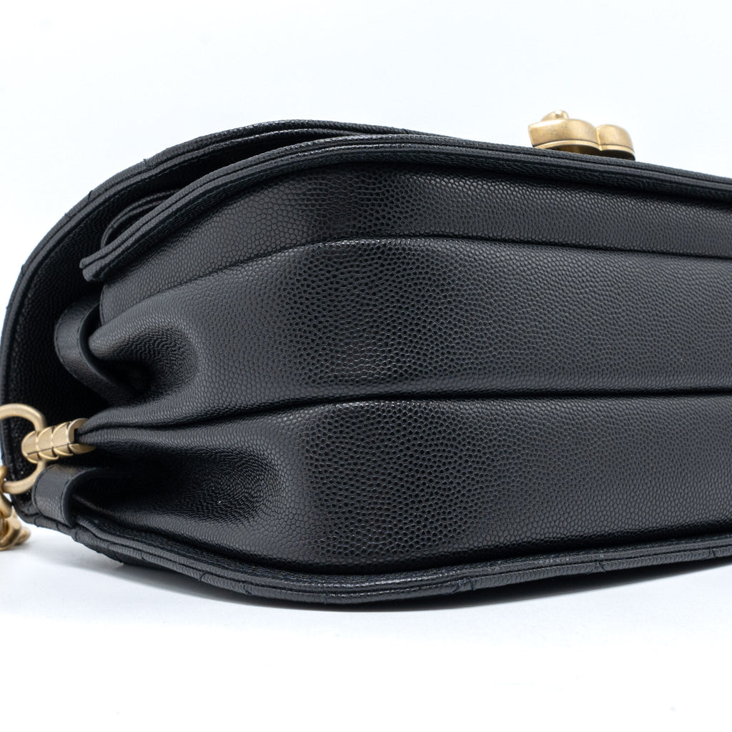 CHANEL MESSENGER BAG CAVIAR BLACK BRUSHED GHW (MICROCHIP)