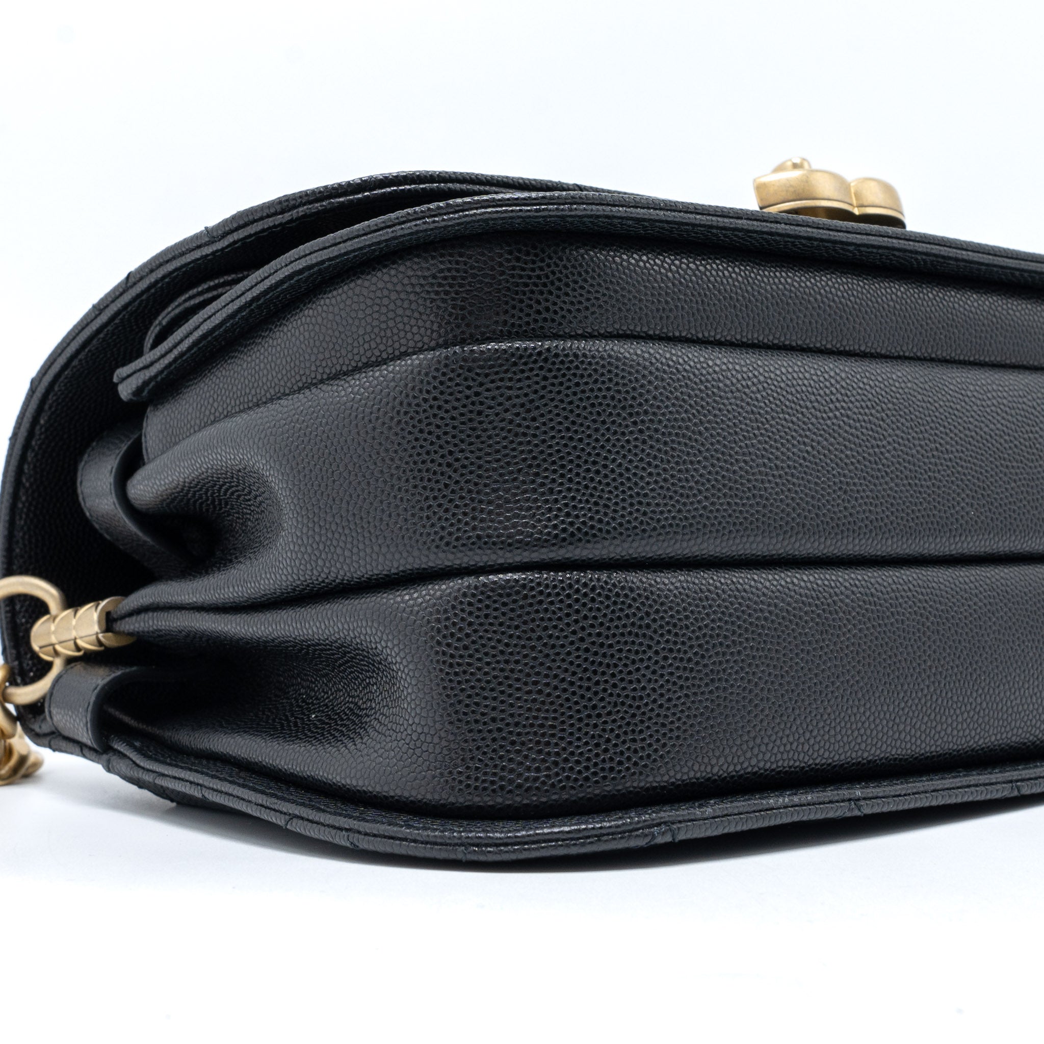 CHANEL MESSENGER BAG CAVIAR BLACK BRUSHED GHW (MICROCHIP)