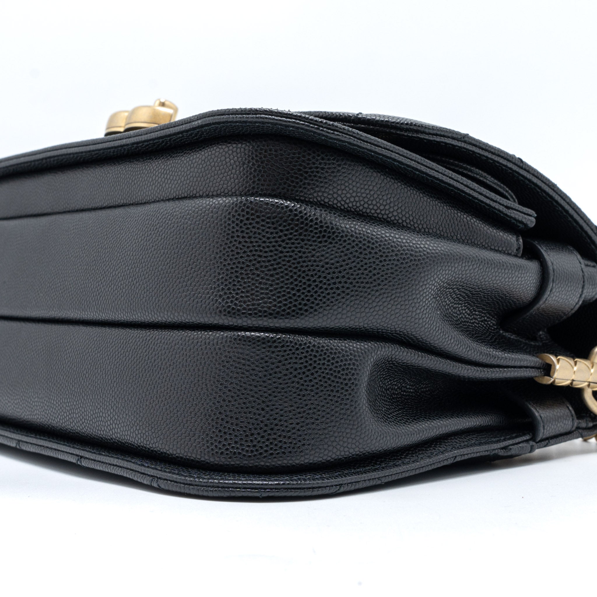 CHANEL MESSENGER BAG CAVIAR BLACK BRUSHED GHW (MICROCHIP)